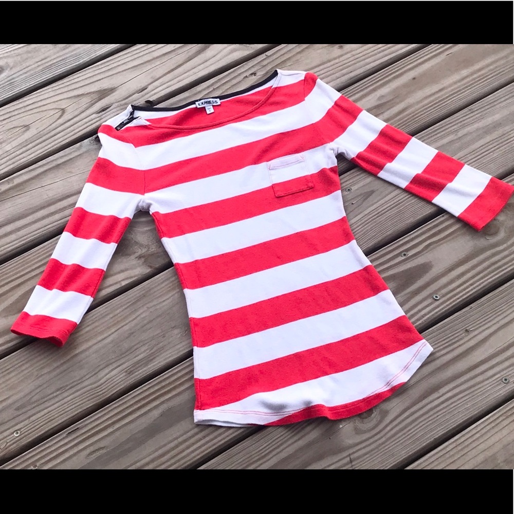 Express 3/4 Sleeve Striped Top